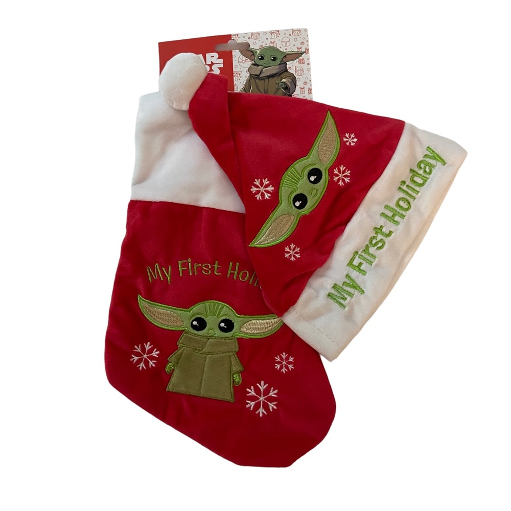 Star Wars The Mandalorian Baby Yoda My First Christmas Hat & Stocking Set